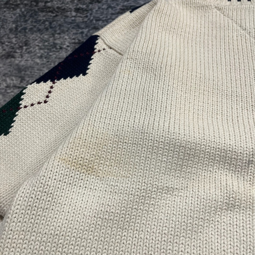 Vintage Tommy Hilfiger Sweater Mens‎ Large Cream Casual Pattern Cotton Jumper - Picture 5 of 9
